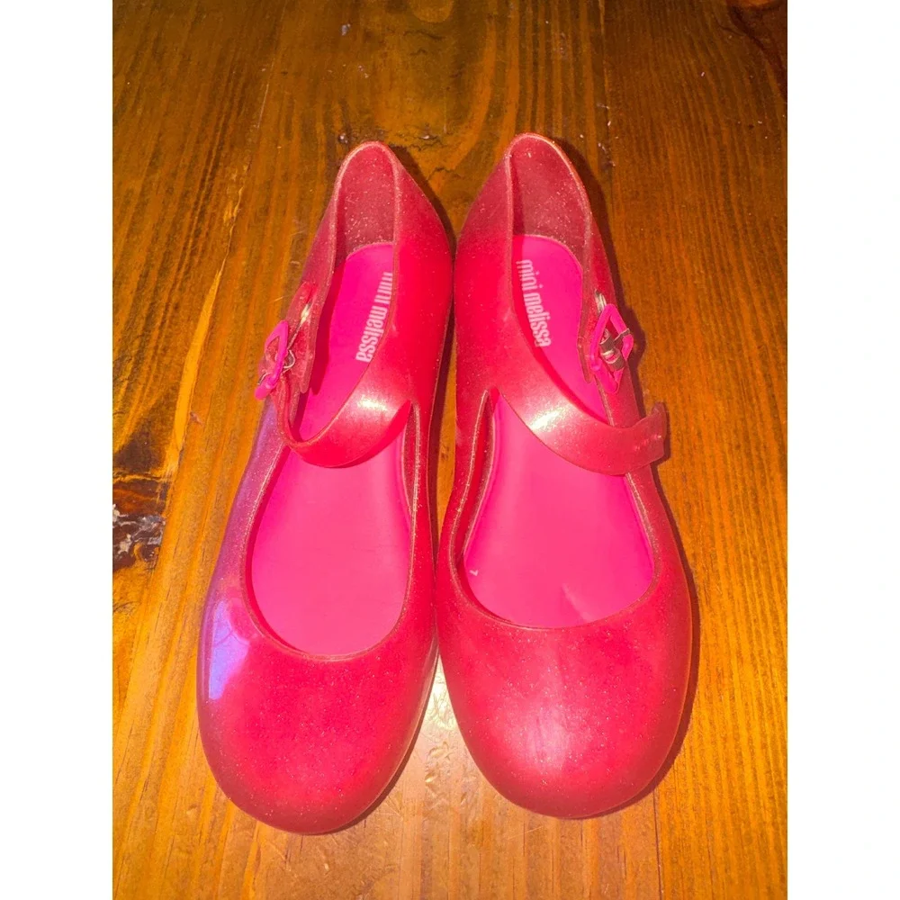 Mini Melissa Pink Glitter Jelly Mary Jane Flats Kids Size 11 Sweet Scented Shoes
